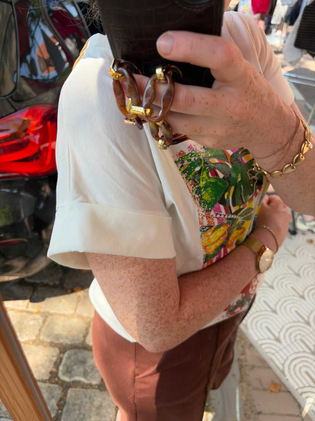 Wit shirt La dolce Vita rood/roze